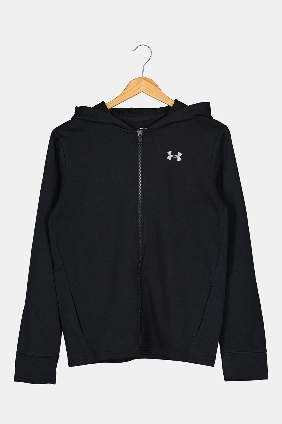 Under Armour, Hanorac din terry cu fermoar, gluga si buzunare laterale Rival, Negru