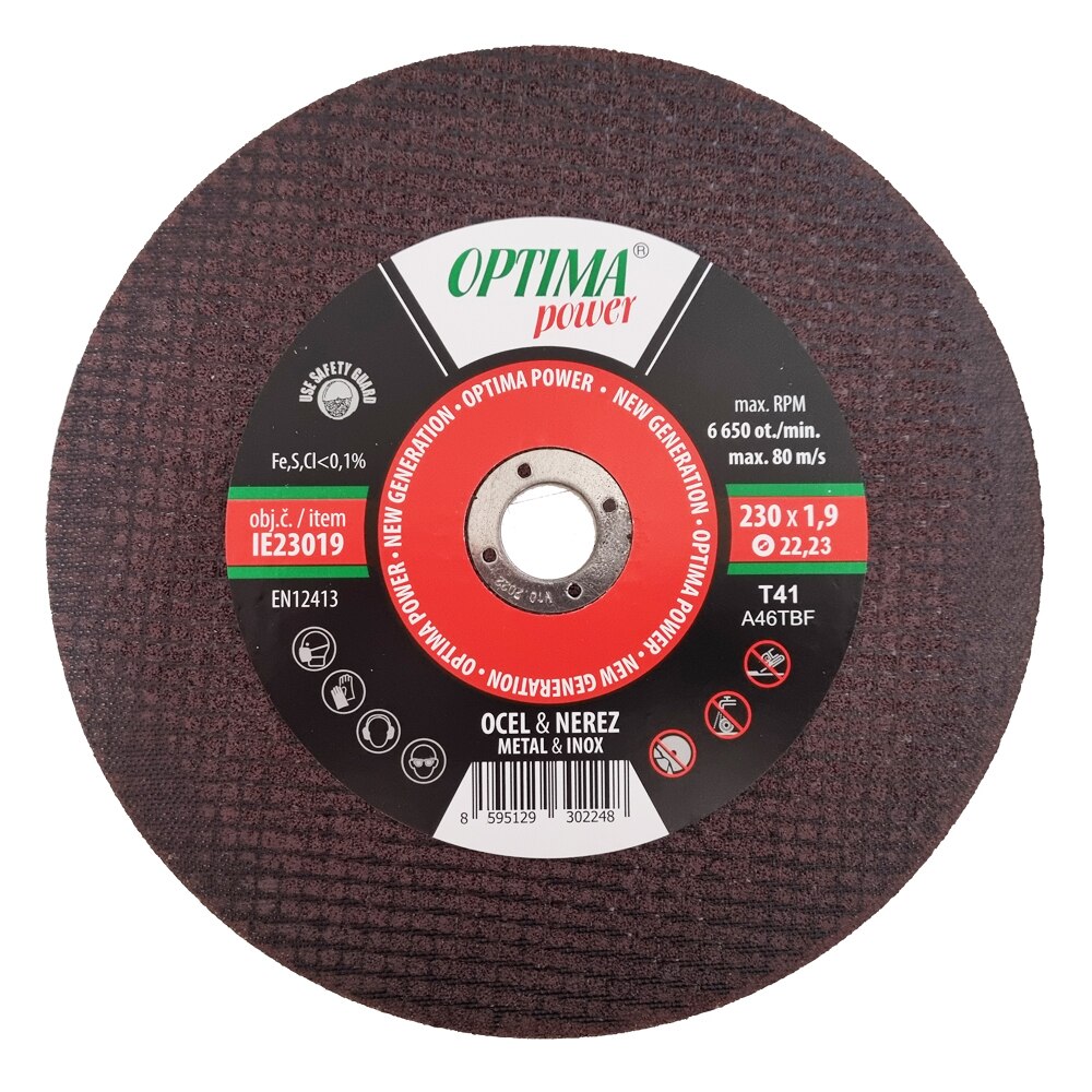 Disc abraziv pentru taiat metal si Inox OPTIMApower 230 x 1.9 x 22.2