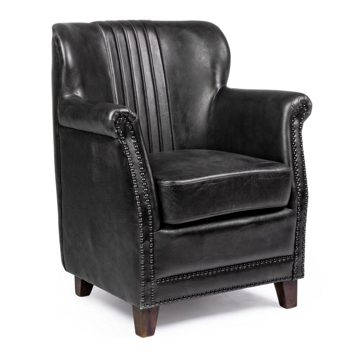 Fotoliu tapiterie piele neagra Kalene 73 cm x 72 cm x 89 h