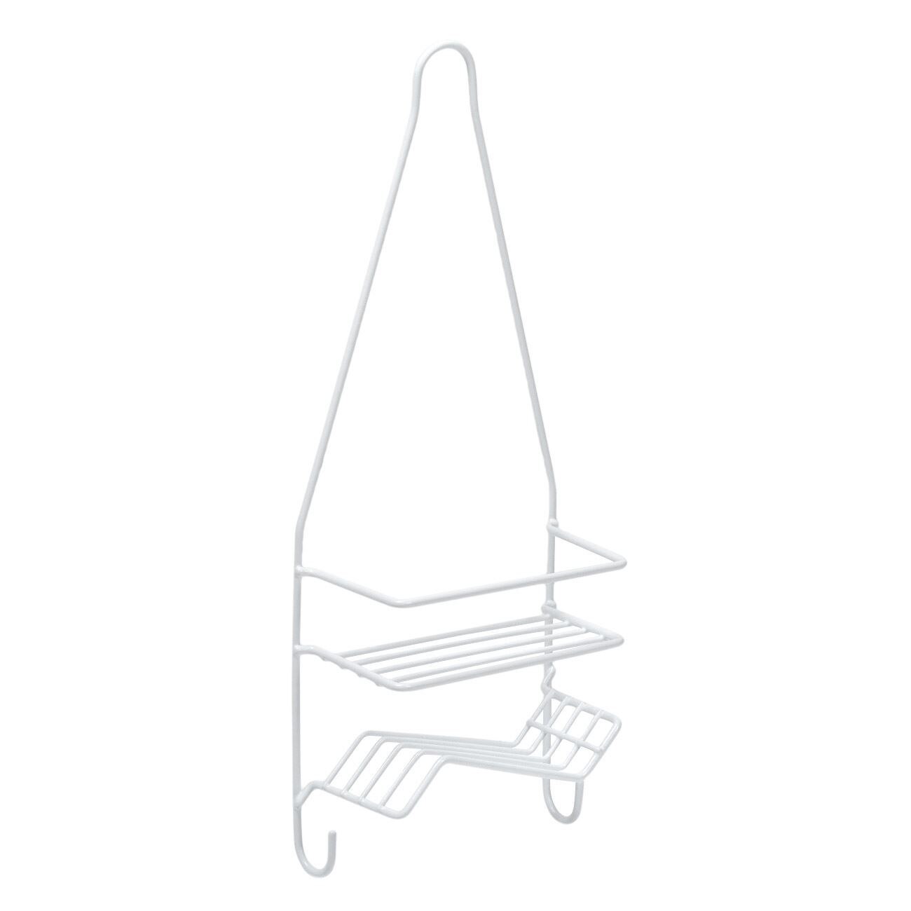 Suport Zola®, metalic pentru baie, cu doua locuri pentru depozitare si doua carlige 17.5 x 8.5 x 46 cm