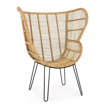 Fotoliu cu picioare fier negru si rattan natur Estefan 100 cm x 75 cm x 118 h Fotoliu cu picioare fier negru si rattan natur Estefan 100 cm x 75 cm x 118 h