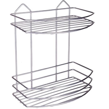 Raft Zola®, de colt, metalic, gri, pentru baie, 25x30x15 cm, cu doua compartimente Raft Zola®, de colt, metalic, gri, pentru baie, 25x30x15 cm, cu doua compartimente