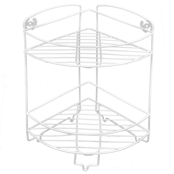 Raft Zola®, de colt, metalic, alb, pentru baie, 12x50 cm, cu doua compartimente