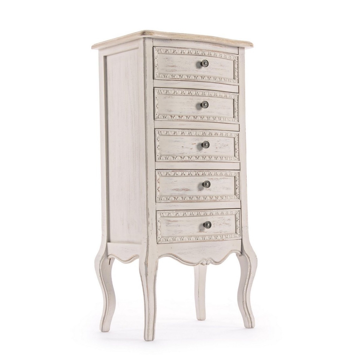 Comoda 5 sertare din lemn bej Clarisse 48 cm x 35 cm x 100 h