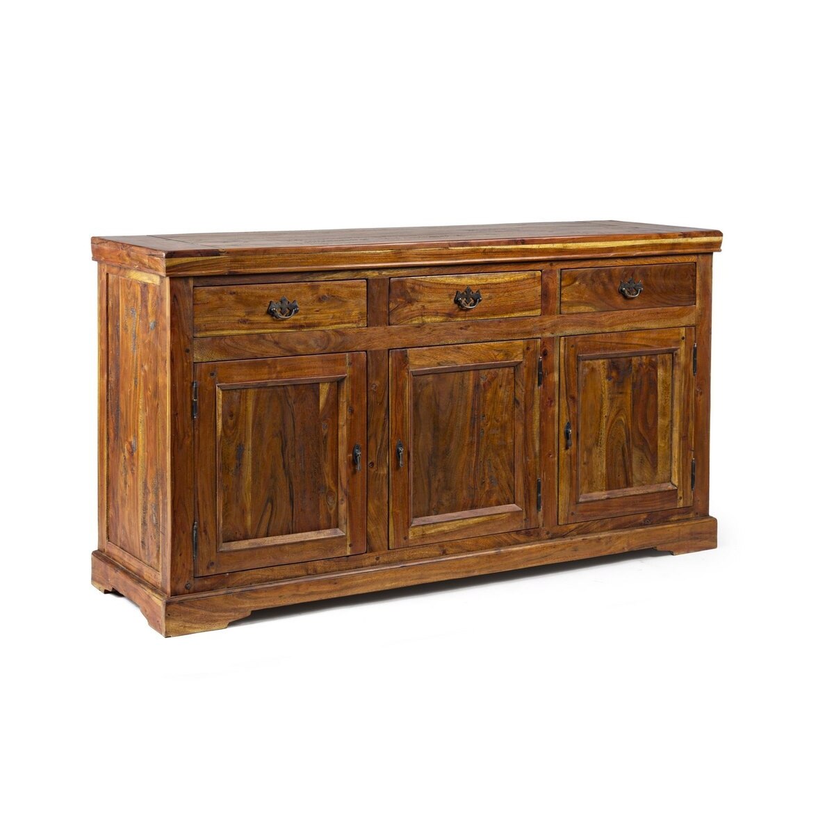 Comoda 3 sertare si 3 usi din lemn natur Chateaux 160 cm x 50 cm x 90 h