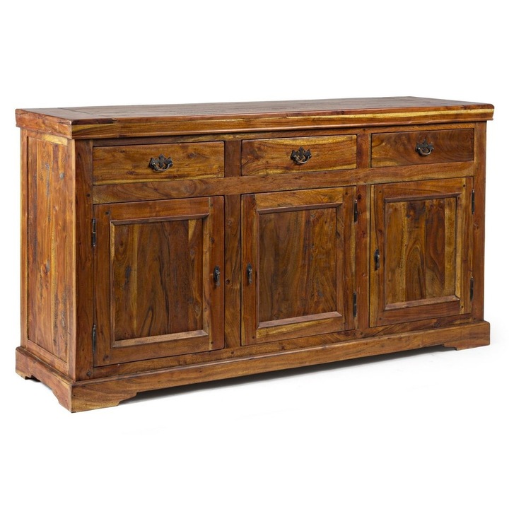 Comoda 3 sertare si 3 usi din lemn natur Chateaux 160 cm x 50 cm x 90 h