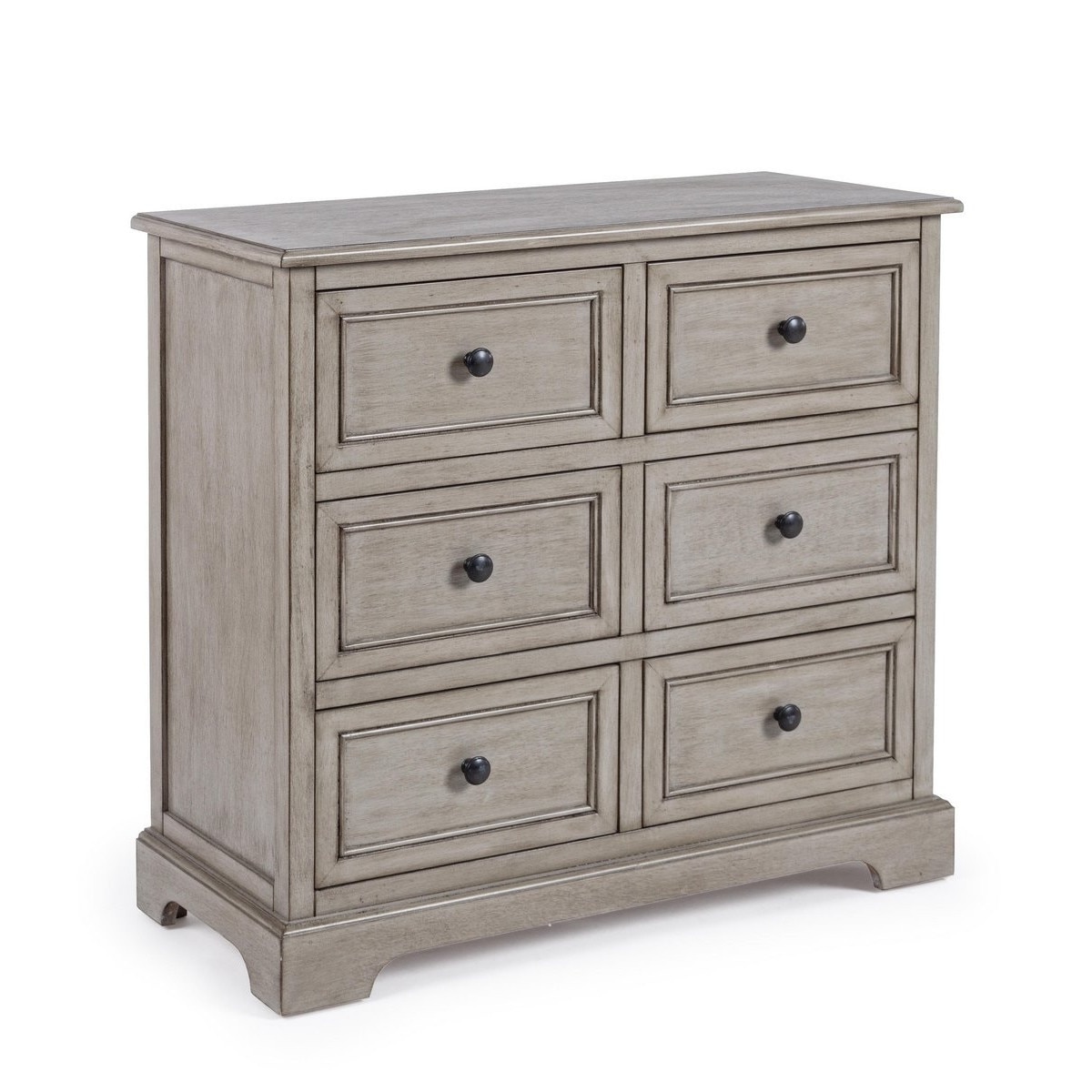 Comoda cu 6 sertare din lemn gri Margaret 75 cm x 32 cm x 70 h