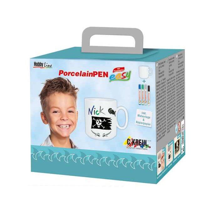 KREUL HOBBY LINE Set portelan EASY Baieti cana si markere
