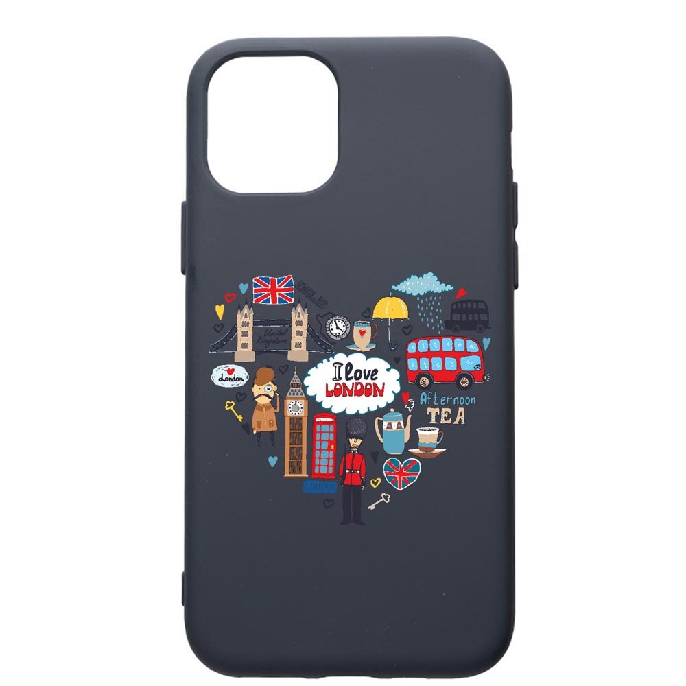 Husa Premium Silicon Compatibila Cu Apple IPhone 11, I Love London, cu interiorul din material textil, protectie camera, Alaskan Blue, PAB732