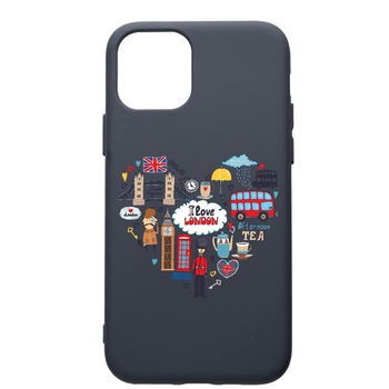 Husa Premium Silicon Compatibila Cu Apple IPhone 11 Pro, I Love London, cu interiorul din material textil, protectie camera, Alaskan Blue, PAB732 Husa Premium Silicon Compatibila Cu Apple IPhone 11 Pro, I Love London, cu interiorul din material textil, protectie camera, Alaskan Blue, PAB732
