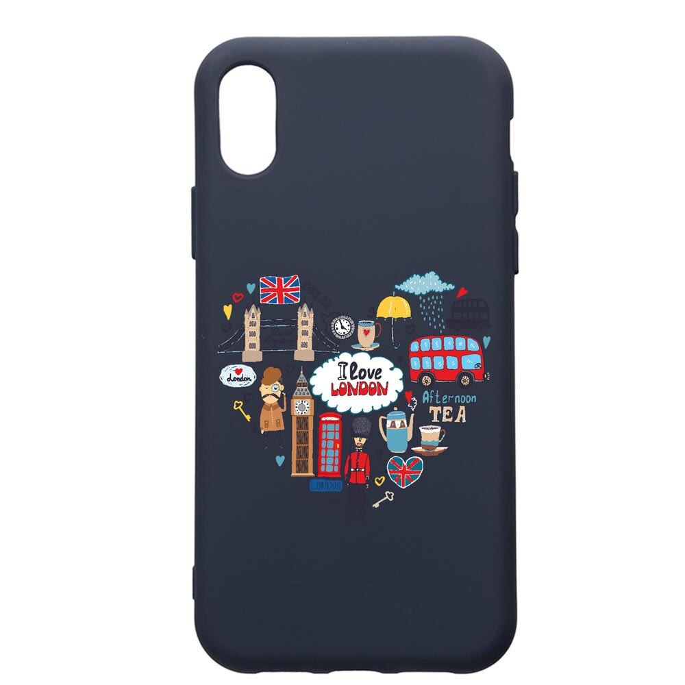 Husa Premium Silicon Compatibila Cu Apple IPhone XS Max, I Love London, cu interiorul din material textil, protectie camera, Alaskan Blue, PAB732