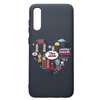 Husa Premium Silicon Compatibila Cu Samsung Galaxy A50, I Love London, cu interiorul din material textil, protectie camera, Alaskan Blue, PAB732 Husa Premium Silicon Compatibila Cu Samsung Galaxy A50, I Love London, cu interiorul din material textil, protectie camera, Alaskan Blue, PAB732