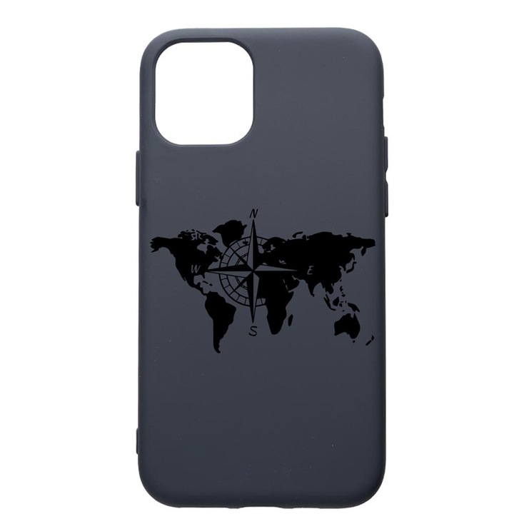 Премиум силиконов калъф, съвместим с Apple IPhone 12, Traveler, с текстилен интериор, защита на камерата, Alaskan Blue, PAB735