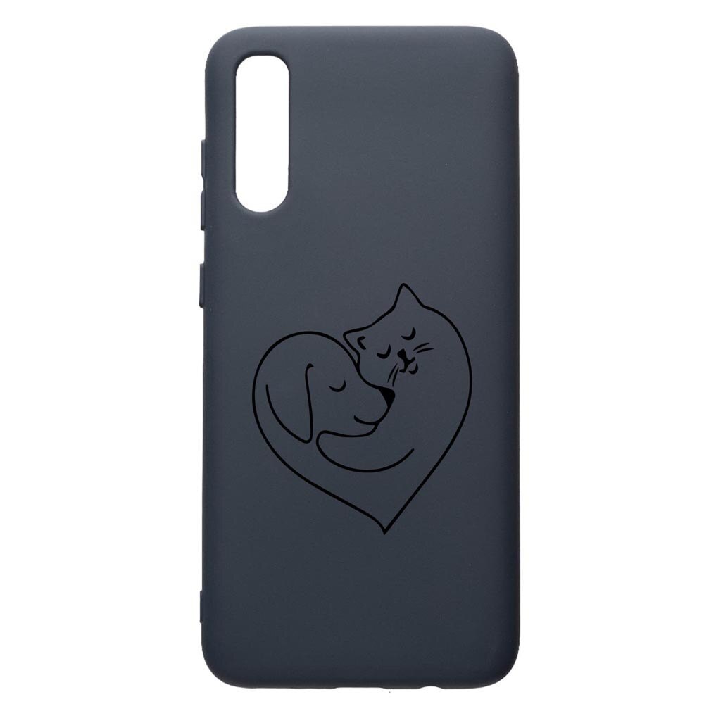 Husa Premium Silicon Compatibila Cu Samsung Galaxy A50, Dog And Cat Love, cu interiorul din material textil, protectie camera, Alaskan Blue, PAB739