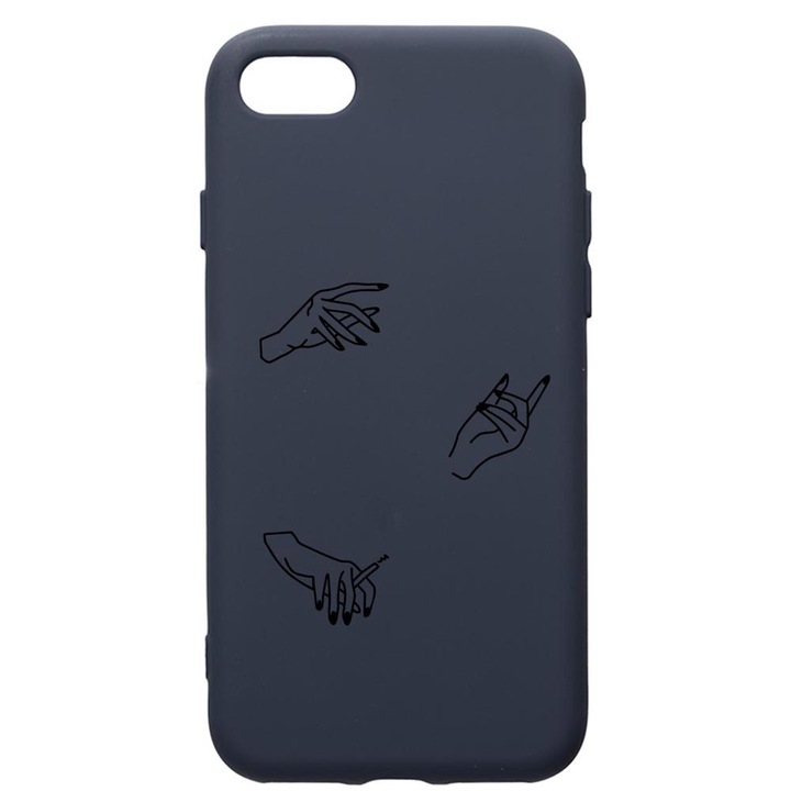 Husa Premium Silicon Compatibila Cu Apple IPhone SE 2 / iPhone 8 / iPhone 7, Hands, cu interiorul din material textil, protectie camera, Alaskan Blue, PAB740