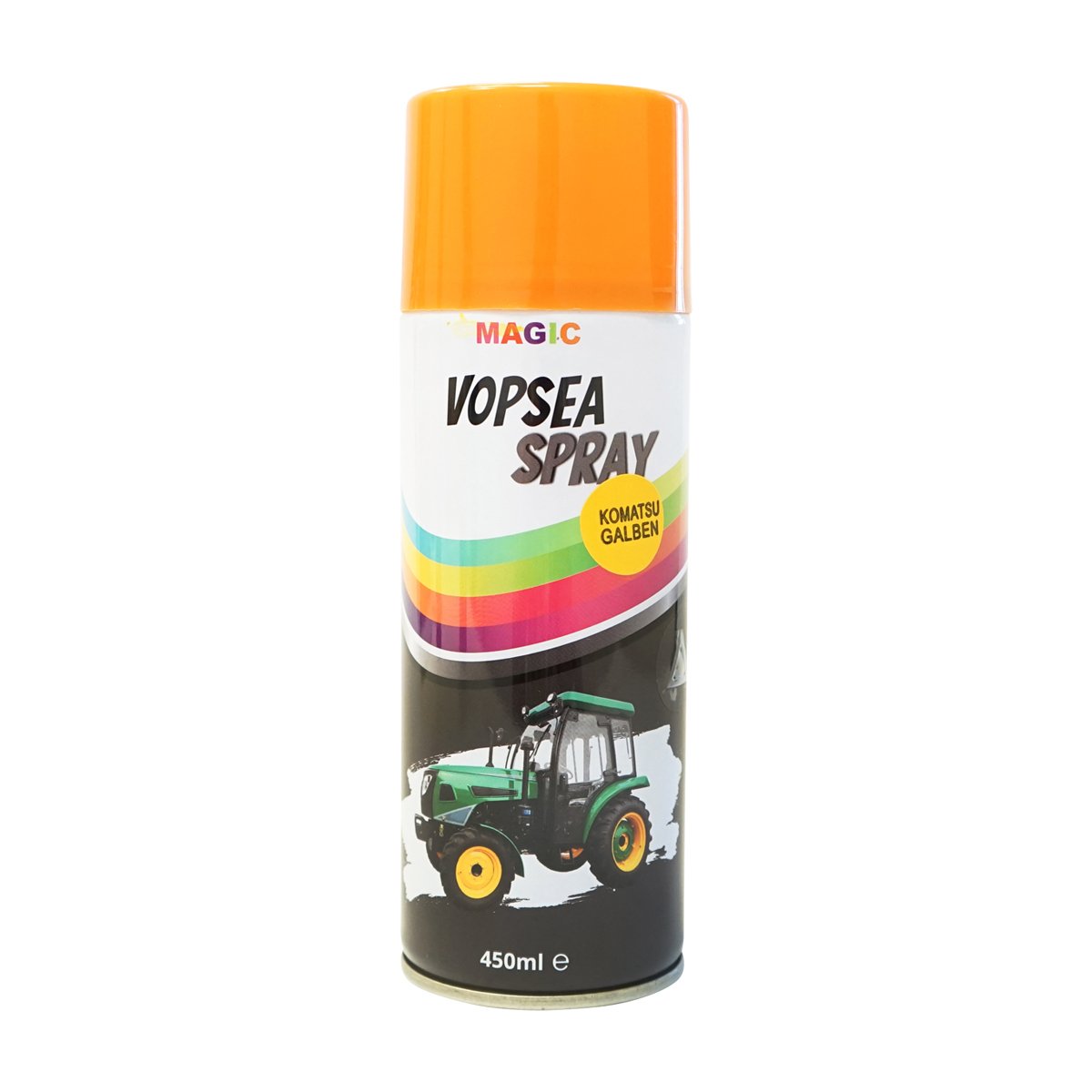 Spray vopsea auto galben tip Komatsu profesionala cu uscare rapida 450ml MAGIC