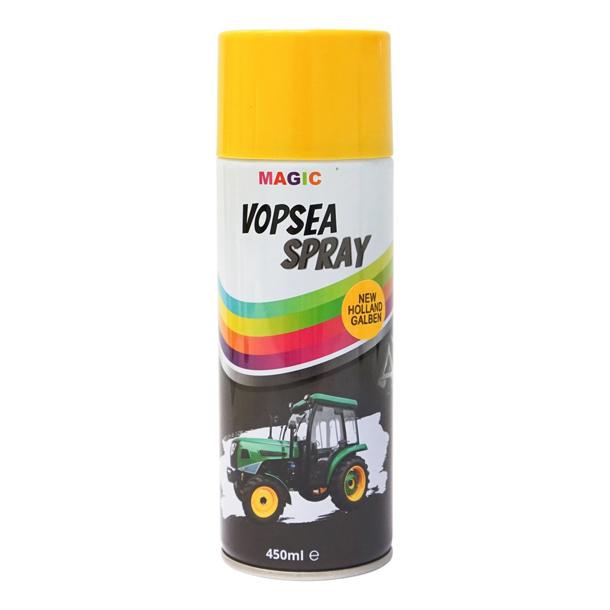 Spray vopsea auto galben tip New Holland profesionala cu uscare rapida 450ml MAGIC