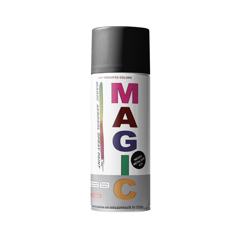 Spray vopsea Magic negru metalizat 676 400 ml