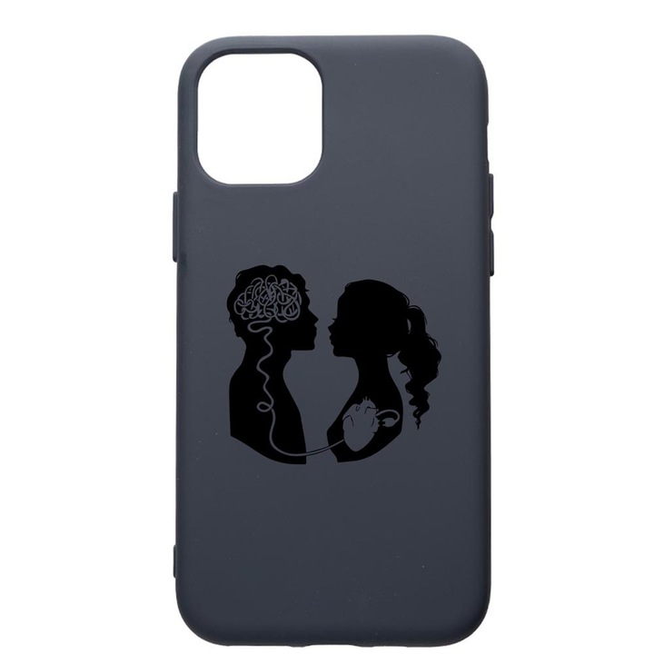 Husa Premium Silicon Compatibila Cu Apple IPhone 12 Mini, Love With Brain, cu interiorul din material textil, protectie camera, Alaskan Blue, PAB748