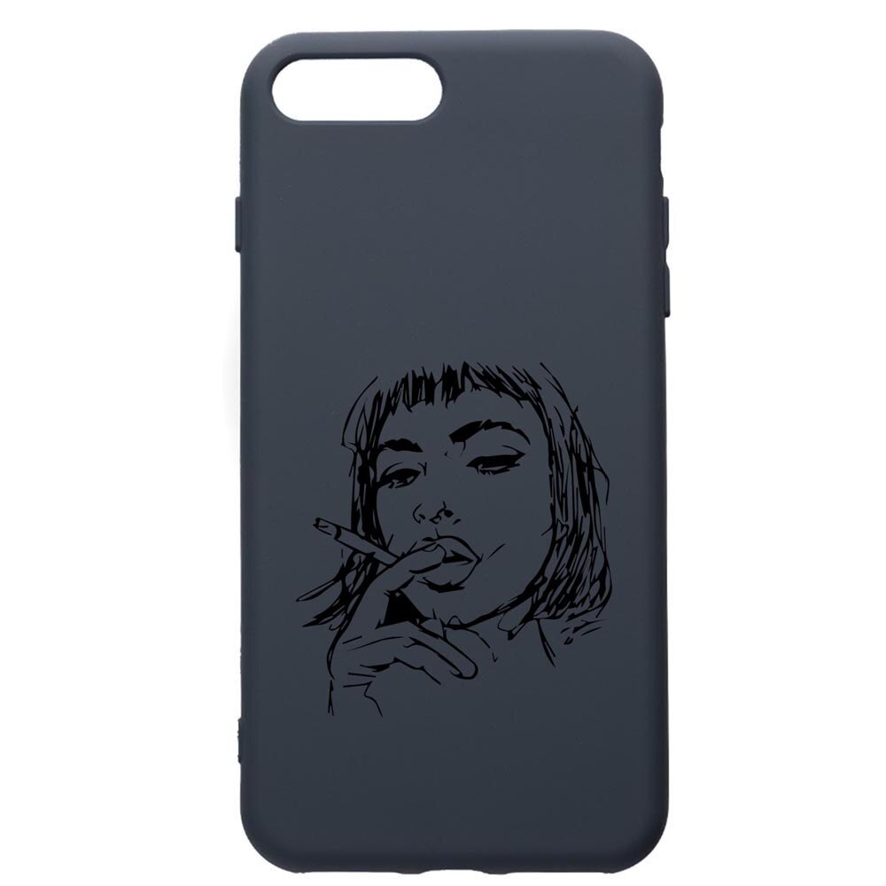 Husa Premium Silicon Compatibila Cu Apple iPhone 8 Plus / iPhone 7 Plus, Smoking Woman, cu interiorul din material textil, protectie camera, Alaskan Blue, PAB749