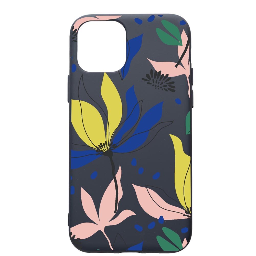 Husa Premium Silicon Compatibila Cu Apple IPhone 12 Mini, Flowers Pattern, cu interiorul din material textil, protectie camera, Alaskan Blue, PAB754