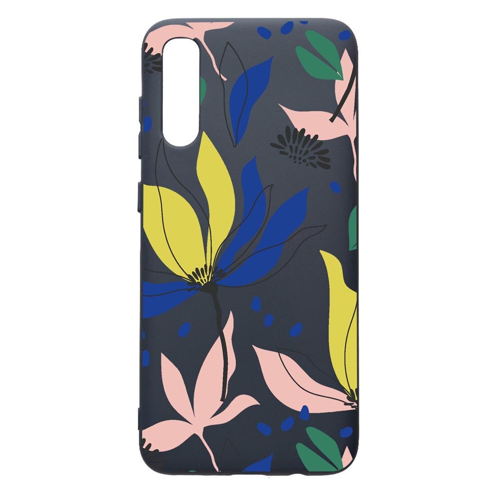 Husa Premium Silicon Compatibila Cu Samsung Galaxy A30S, Flowers Pattern, cu interiorul din material textil, protectie camera, Alaskan Blue, PAB754