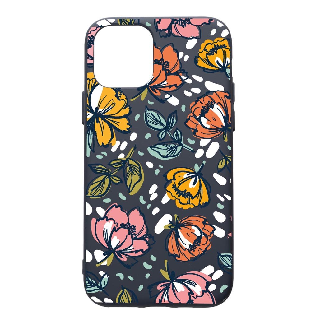 Husa Premium Silicon Compatibila Cu Apple IPhone 12, Flowers - Pastel Colors, cu interiorul din material textil, protectie camera, Alaskan Blue, PAB755