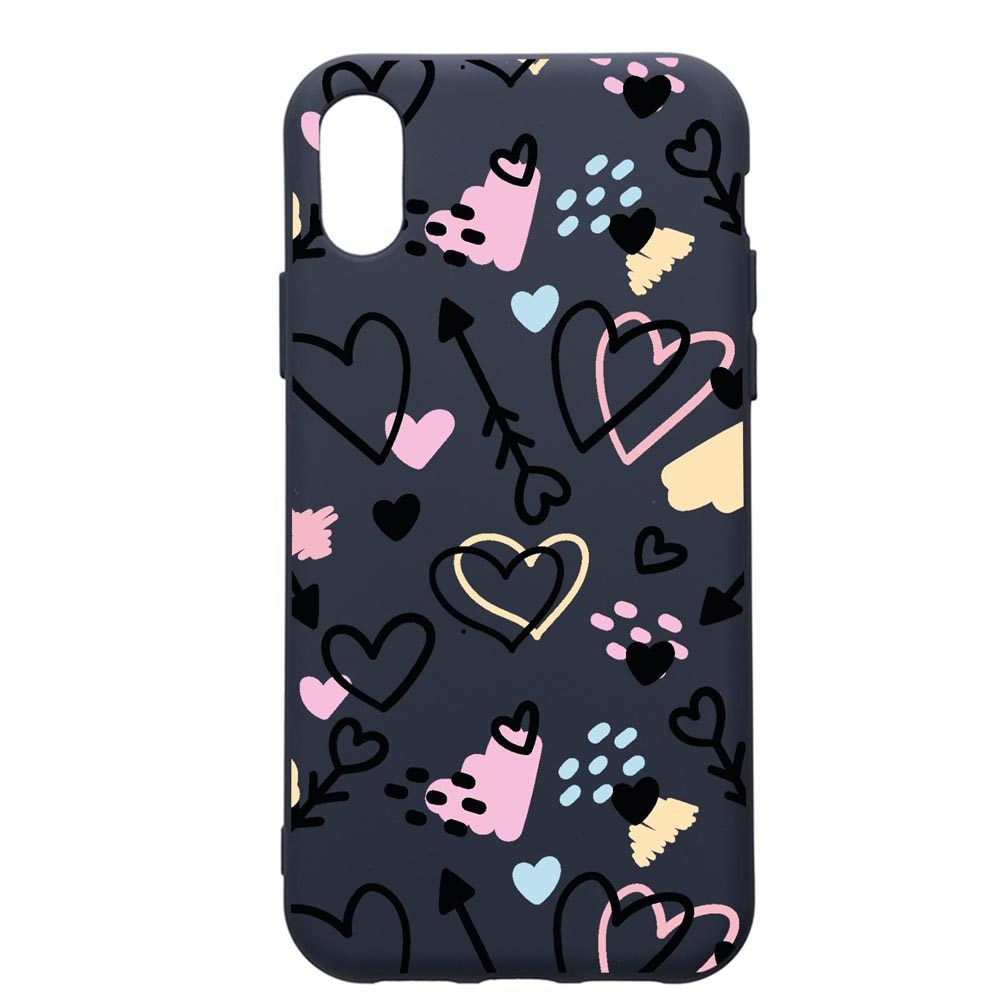 Husa Premium Silicon Compatibila Cu Apple IPhone XS Max, Love Symbols, cu interiorul din material textil, protectie camera, Alaskan Blue, PAB764