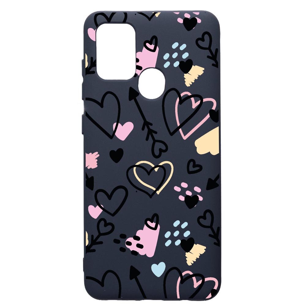 Husa Premium Silicon Compatibila Cu Samsung Galaxy A21S, Love Symbols, cu interiorul din material textil, protectie camera, Alaskan Blue, PAB764