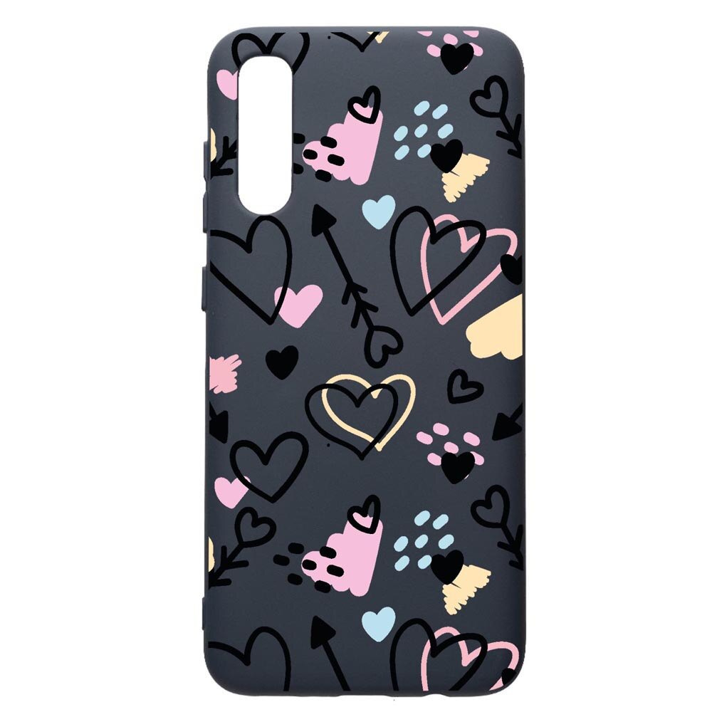 Husa Premium Silicon Compatibila Cu Samsung Galaxy A30S, Love Symbols, cu interiorul din material textil, protectie camera, Alaskan Blue, PAB764