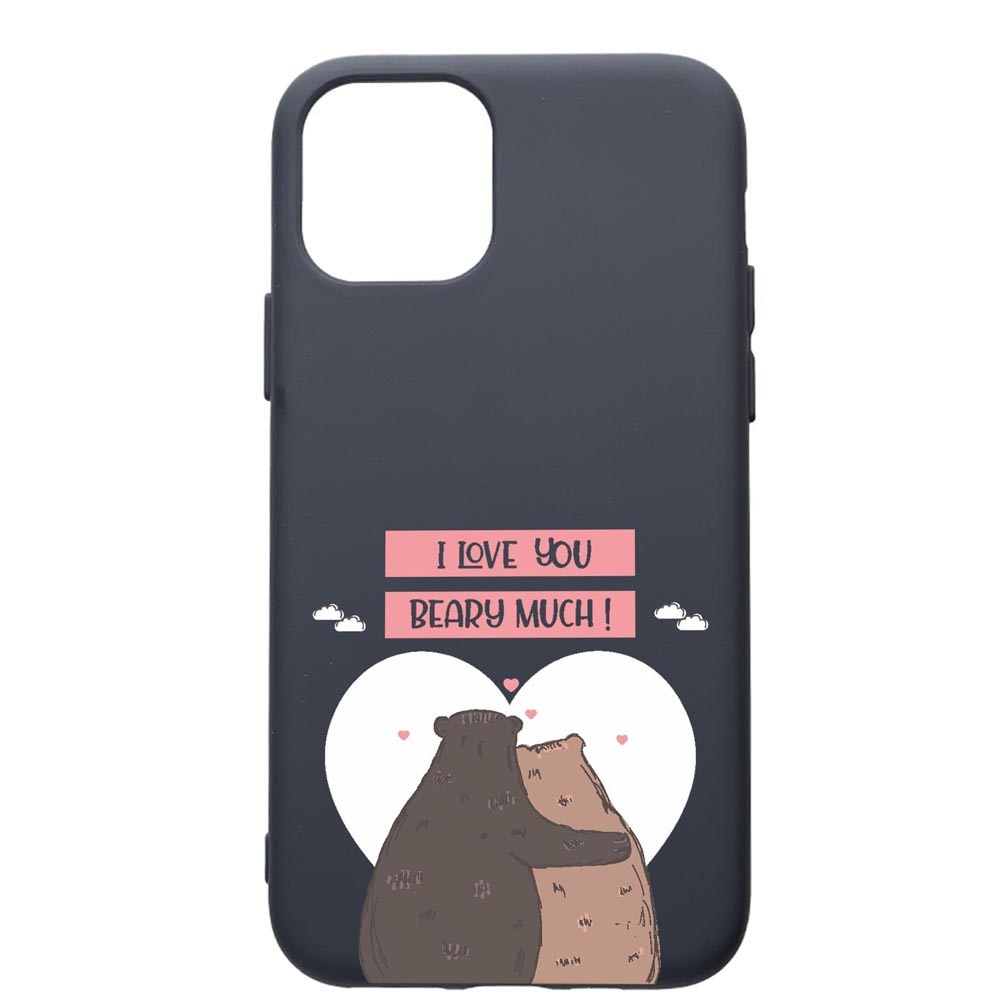 Husa Premium Silicon Compatibila Cu Apple IPhone 11, I Love U Beary Much!, cu interiorul din material textil, protectie camera, Alaskan Blue, PAB766