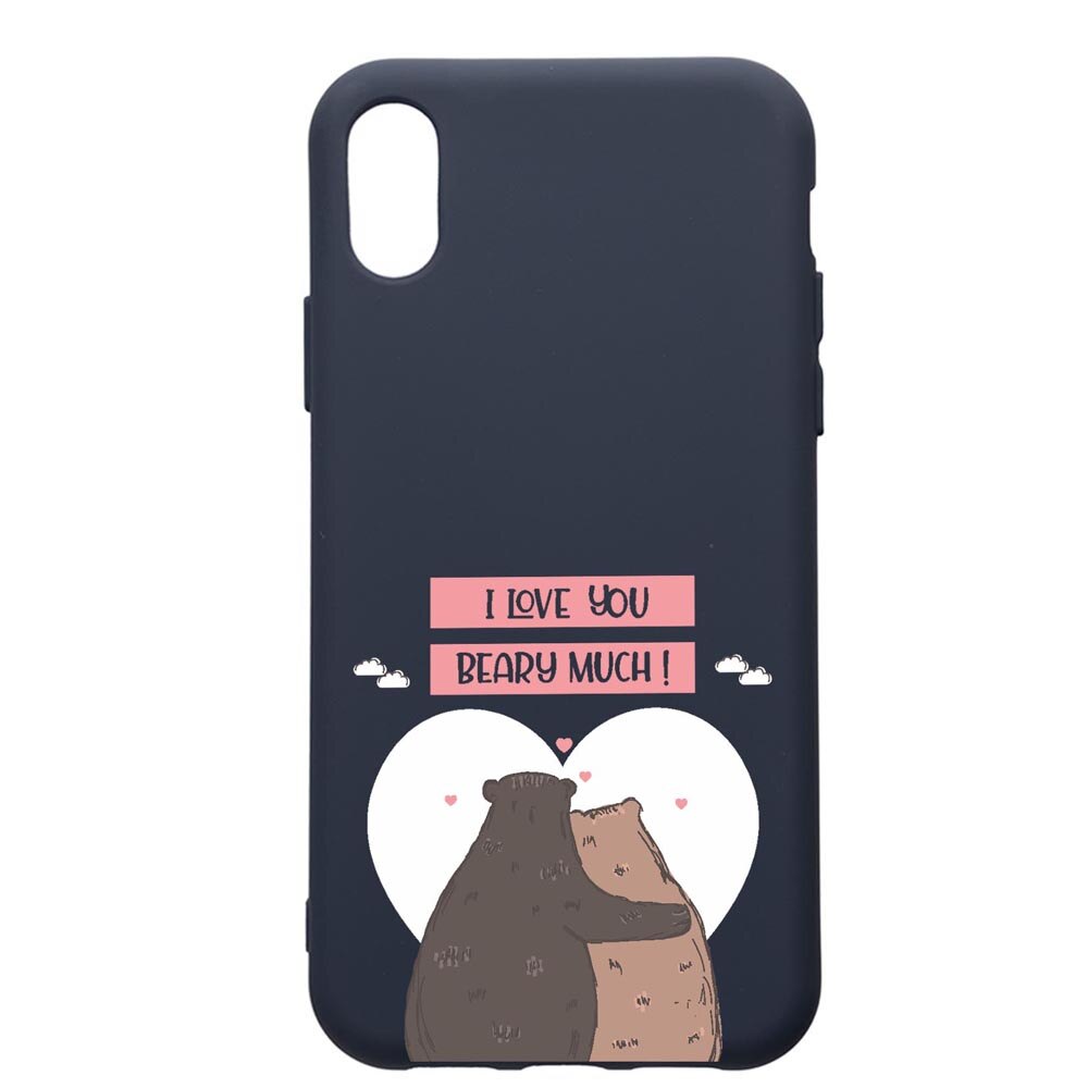 Husa Premium Silicon Compatibila Cu Apple IPhone XR, I Love U Beary Much!, cu interiorul din material textil, protectie camera, Alaskan Blue, PAB766