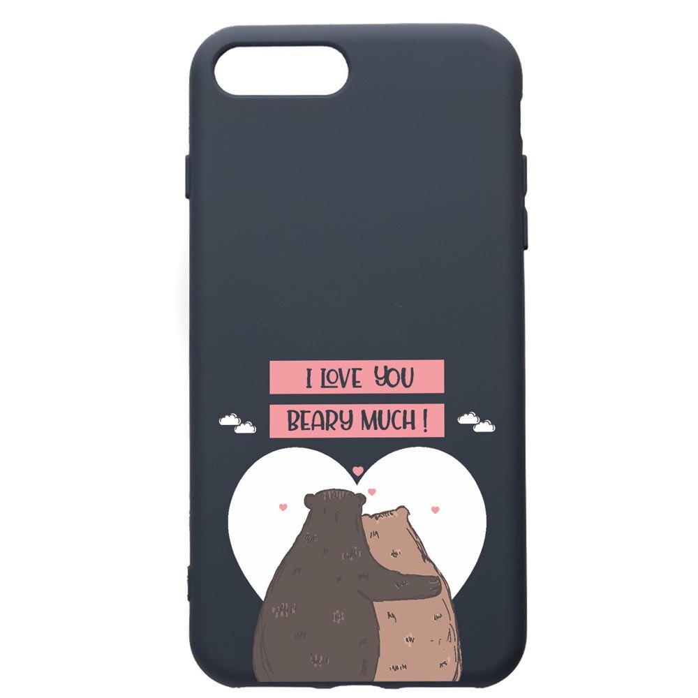 Husa Premium Silicon Compatibila Cu Apple iPhone 8 Plus / iPhone 7 Plus, I Love U Beary Much!, cu interiorul din material textil, protectie camera, Alaskan Blue, PAB766