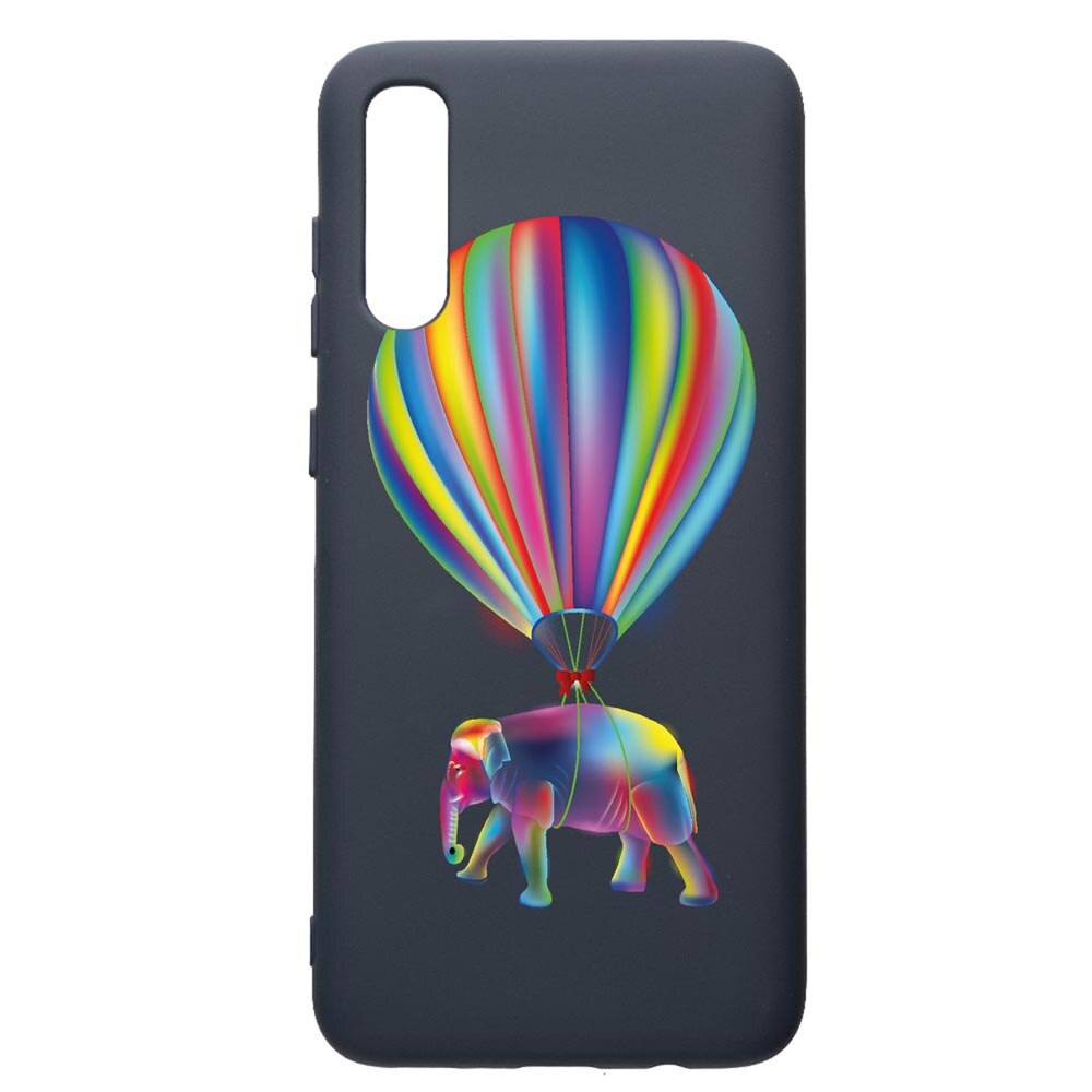Husa Premium Silicon Compatibila Cu Samsung Galaxy A50, Rainbow Elefant, cu interiorul din material textil, protectie camera, Alaskan Blue, PAB767