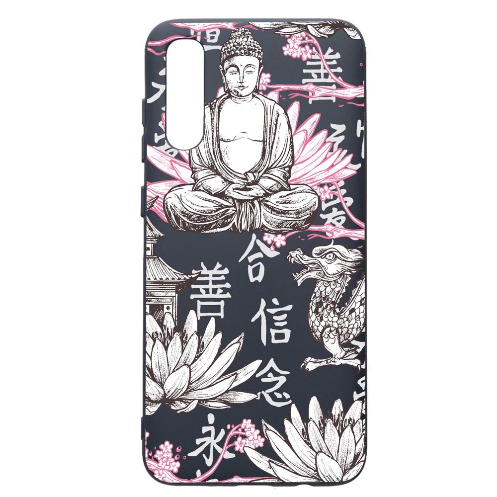 Husa Premium Silicon Compatibila Cu Samsung Galaxy A50, Budha, cu interiorul din material textil, protectie camera, Alaskan Blue, PAB768