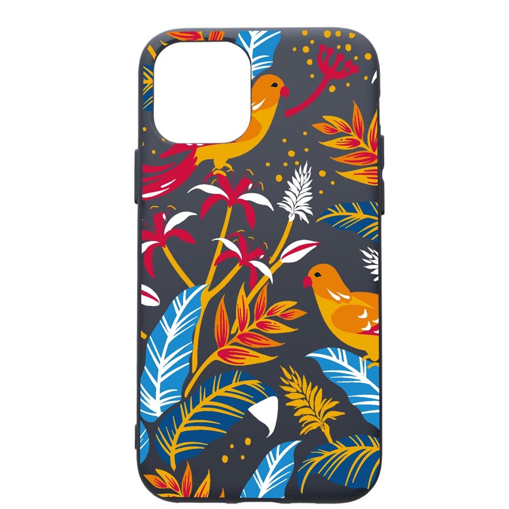 Husa Premium Silicon Compatibila Cu Apple IPhone 12, Colored Birds, cu interiorul din material textil, protectie camera, Alaskan Blue, PAB769