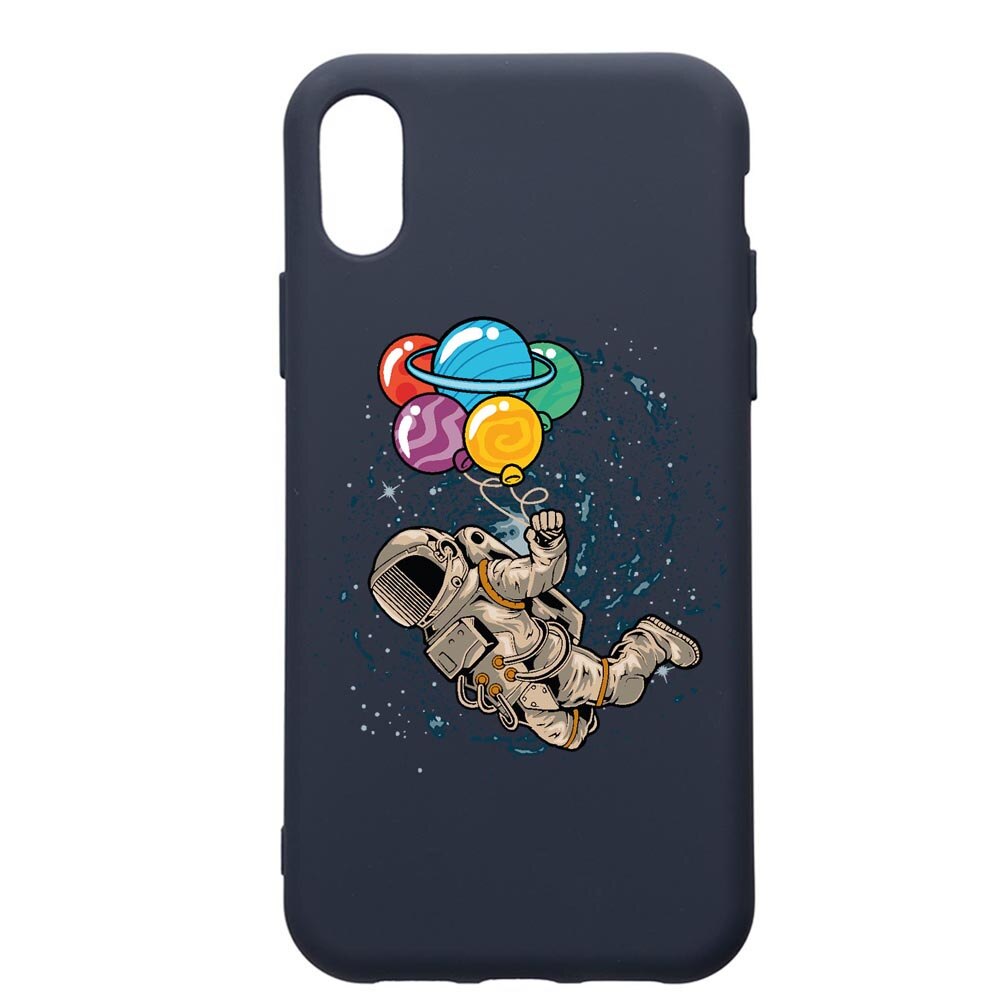 Husa Premium Silicon Compatibila Cu Apple IPhone XS Max, Happy Astronaut, cu interiorul din material textil, protectie camera, Alaskan Blue, PAB773