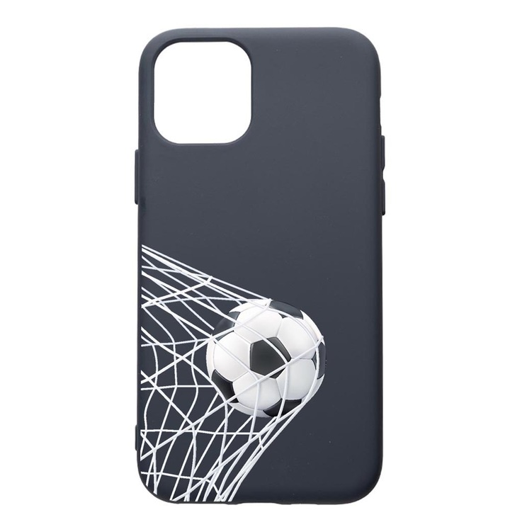 Husa Premium Silicon Compatibila Cu Apple IPhone 12 Mini, Football - Gooaaal, cu interiorul din material textil, protectie camera, Alaskan Blue, PAB775