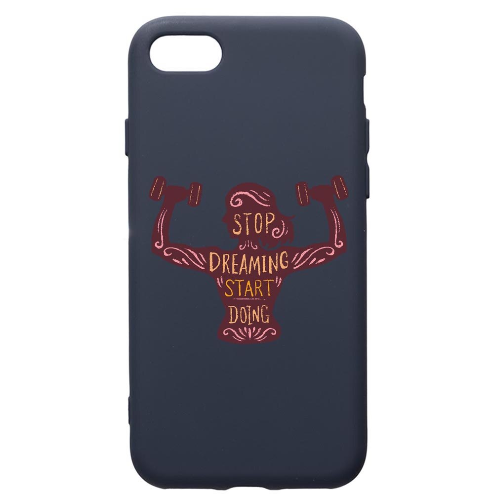 Husa Premium Silicon Compatibila Cu Apple IPhone SE 2 / iPhone 8 / iPhone 7, Stop Dreaming Start Doing, cu interiorul din material textil, protectie camera, Alaskan Blue, PAB779