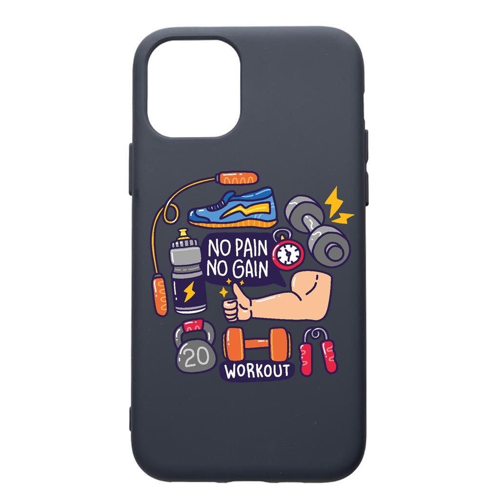 Husa Premium Silicon Compatibila Cu Apple IPhone 11 Pro, Workout - No Pain No Gain, cu interiorul din material textil, protectie camera, Alaskan Blue, PAB783