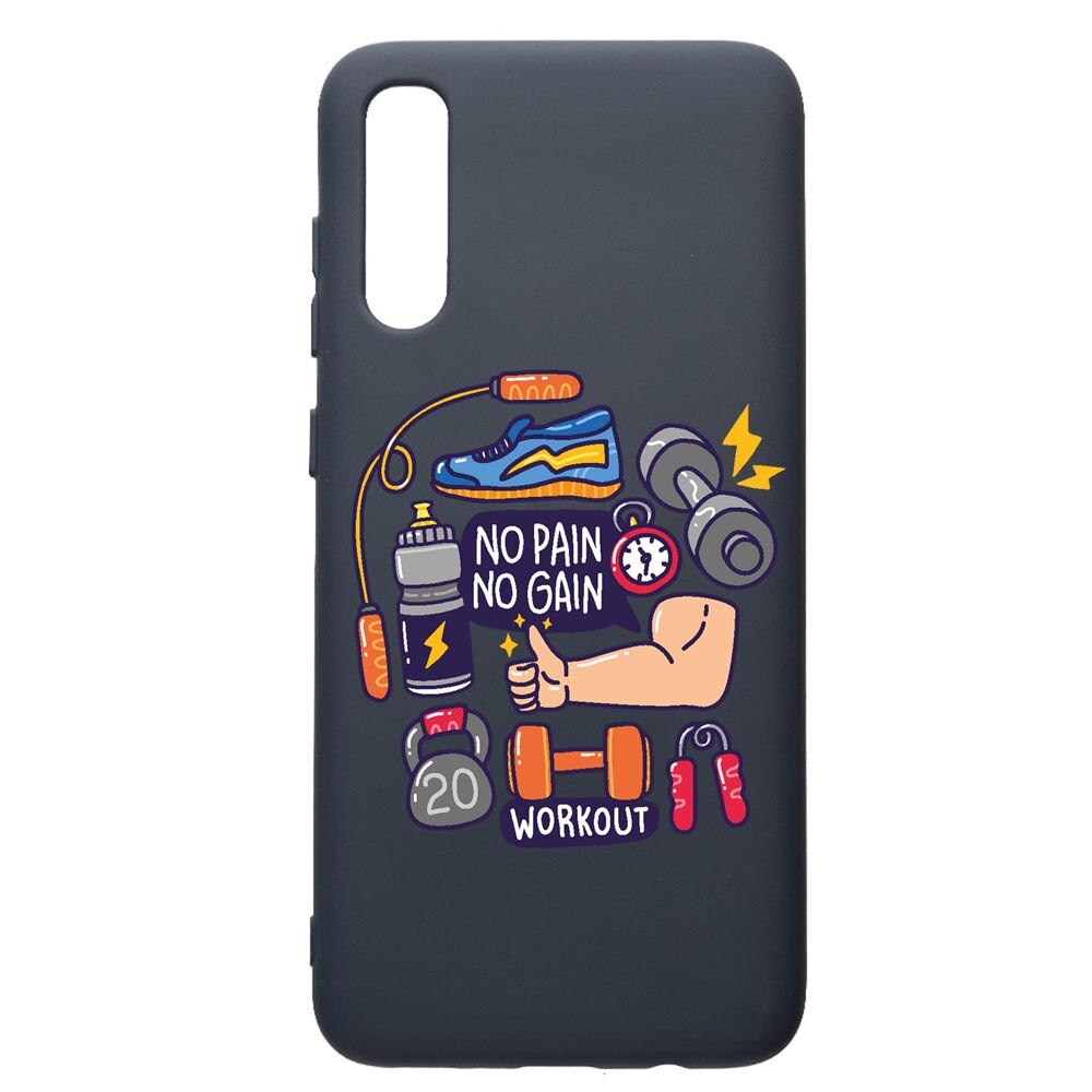 Husa Premium Silicon Compatibila Cu Samsung Galaxy A30S, Workout - No Pain No Gain, cu interiorul din material textil, protectie camera, Alaskan Blue, PAB783