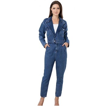 Salopeta blugi dama, maneci si blugi lungi, buzunare laterale, material Denim, Albastru Salopeta blugi dama, maneci si blugi lungi, buzunare laterale, material Denim, Albastru