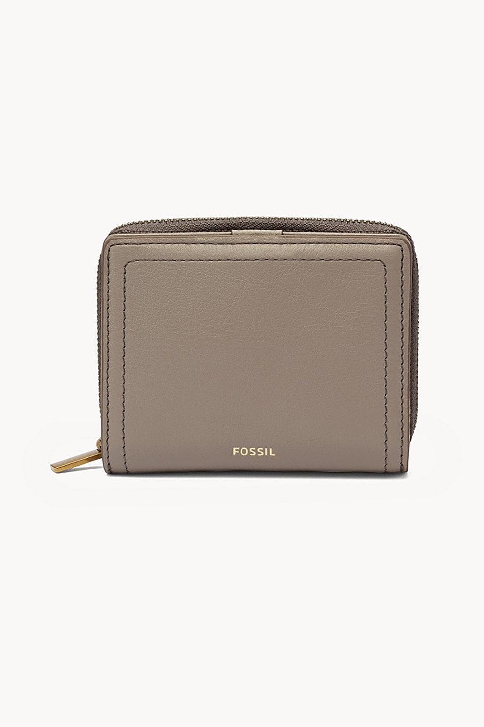 Fossil, Portofel de piele ecologica cu capsa Logan, Maro taupe deschis