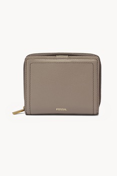 Fossil, Portofel de piele ecologica cu capsa Logan, Maro taupe deschis Fossil, Portofel de piele ecologica cu capsa Logan, Maro taupe deschis