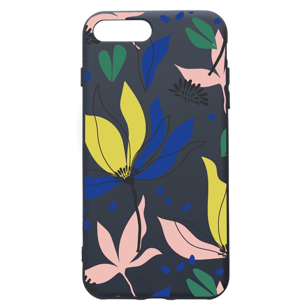 Husa Premium Silicon Compatibila Cu Apple iPhone 8 Plus / iPhone 7 Plus, Flowers Pattern, cu interiorul din material textil, protectie camera, Alaskan Blue, PAB754