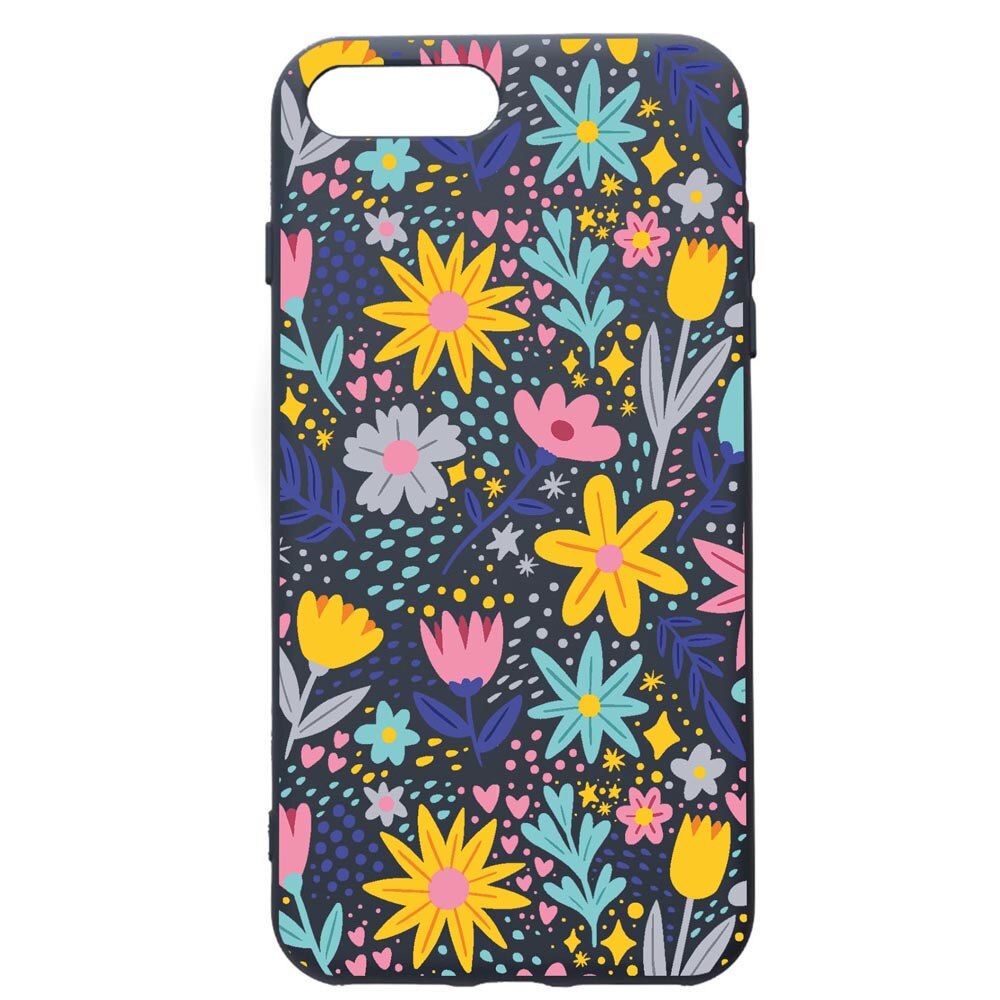 Husa Premium Silicon Compatibila Cu Apple iPhone 8 Plus / iPhone 7 Plus, Little Flowers, cu interiorul din material textil, protectie camera, Alaskan Blue, PAB758