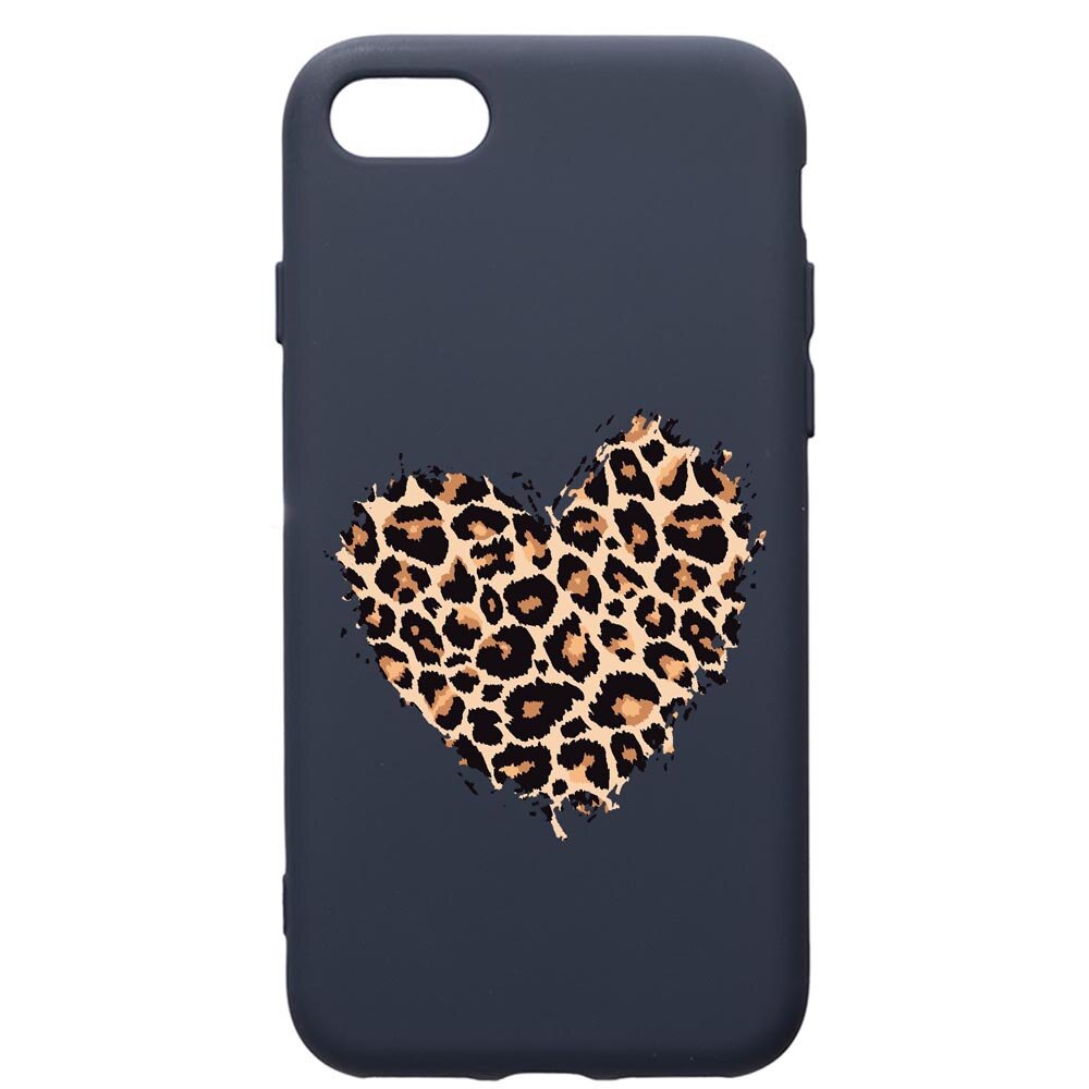 Husa Premium Silicon Compatibila Cu Apple IPhone SE 2 / iPhone 8 / iPhone 7, Leopard Heart, cu interiorul din material textil, protectie camera, Alaskan Blue, PAB761