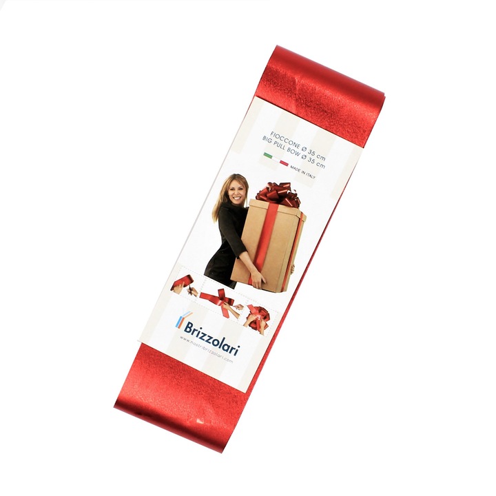 Гигантска подаръчна панделка, Самооформяща се, 35 см, Червен