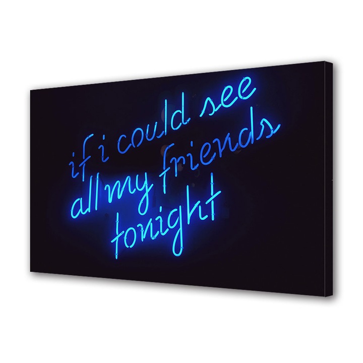 Tablou Canvas Premium, Art Star, If I could see all my friends tonight, Mesaje, Panza pe cadru de lemn, Decoratiuni Moderne pentru Casa, 20 x 30 cm