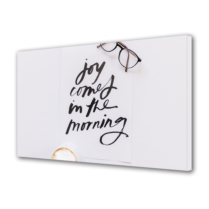 Tablou Canvas Premium, Art Star, Joy comes in the morning, Mesaje, Panza pe cadru de lemn, Decoratiuni Moderne pentru Casa, 20 x 30 cm